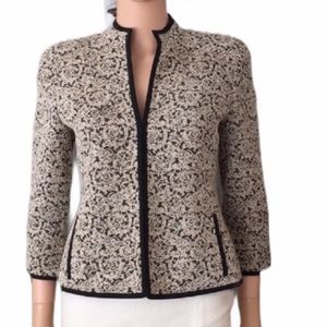 DonCaster beige and black floral woven jacket